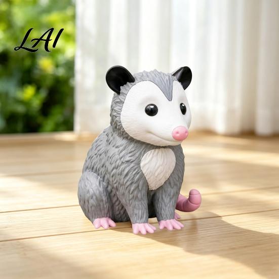 Decorative Front Yard Art 3D Printed Opossum Statue Realistic Animal Figurine Vivid Expression Decor for Patio Details Seasonal Ornament And