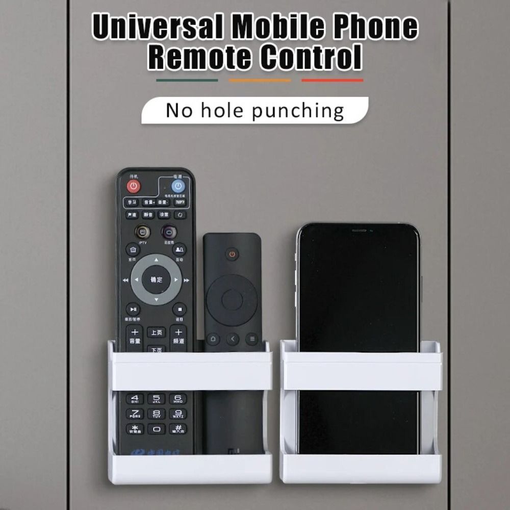 Wall-mounted Remote Control Holder with Adhesive Mobile Phone Holder  Living Room