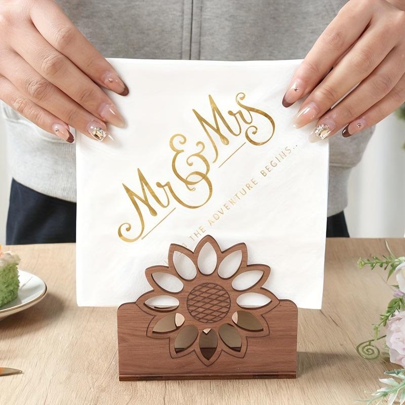 Wooden Sunflower Napkin Holder Cocktail-Style Farmhouse Napkin Dispenser For The Dining Room, Kitchen Table, Countertop Decor