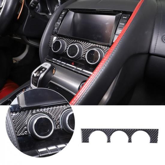Black Carbon Fiber Center Control AC Panel Trim For Jaguar F-TYPE 2013-