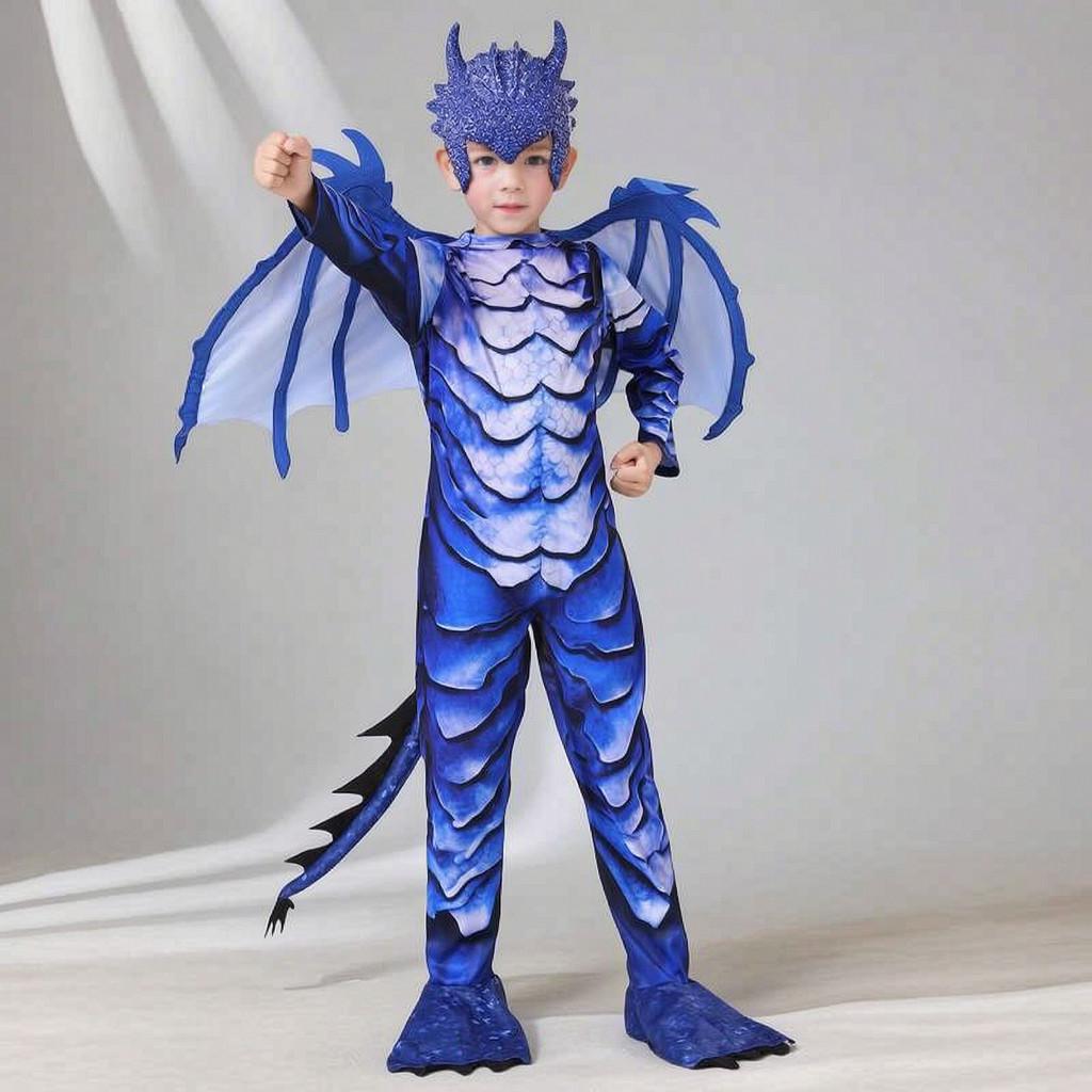 Ice Frost Dragon Cosplay Outfit For Children Made Of Polyester With Long Sleeves For Party Fun