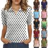 Bluse a Maniche Corte da Donna Design Classico a Pois Vestibilità Comoda Top a Maniche Corte da Donna per l'Uso Quotidiano Bluse a Maniche Corte da Donna