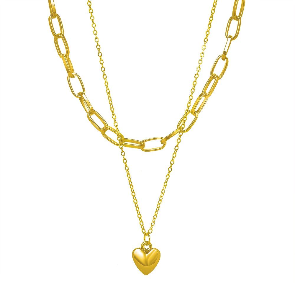 iF ME Fashion Butterfly Lock Heart Pendant Necklace Retro Multilayer Gold Silver Chain Choker for Women Accessories Jewelry