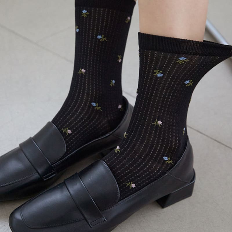 TSH Chaussettes Côtelées à Fleurs 3 Couleurs