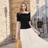 Women's Off-Shoulder Bowknot Tencel Blend Knit Top