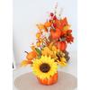 Harvest Dining Piece Faux Gourd Accent with Leaf Branch for Thanksgiving Shelf, Entry Zone, Room, and Home Use