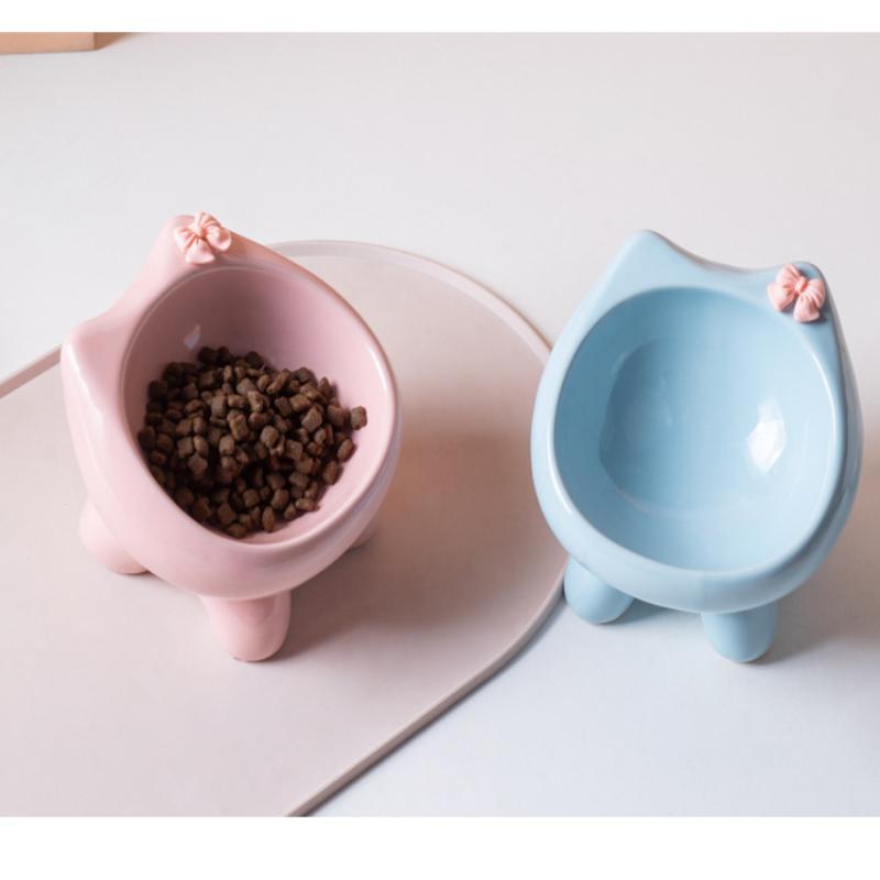 1Pcs Pet Food Bowl 15-Degree Angle Cat Bowl To Protect The Cat'S Neck And Prevent Pressure On The Whiskers Pet Supplies