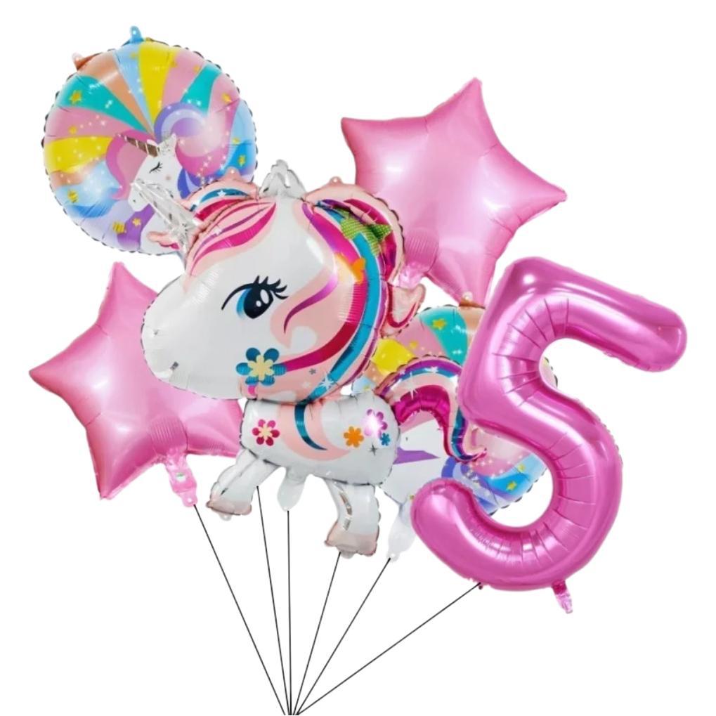 6 Pieces Rainbow Unicorn Themed Aluminum Foil Balloon Baby Shower Boy Girl Birthday Party Holiday Party