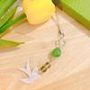 Four-Leaf Clover White Shell Fan Charm: Ancient-Style Phone Chain, Bag Pendant & Lanyard for Shoes, Clothing, and Phone Cases