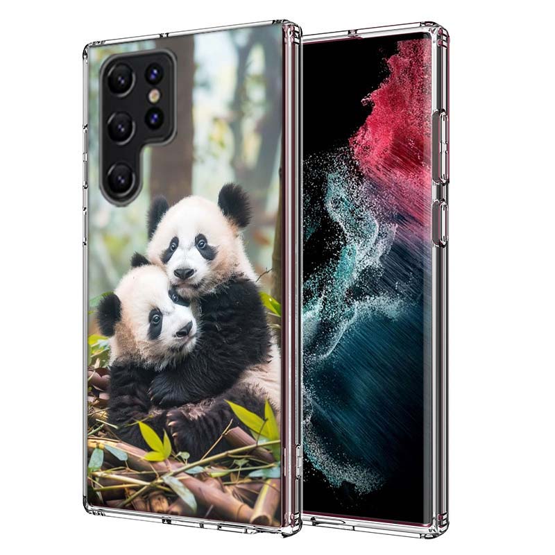 Panda Baby, Giant Panda Family Capa Phone Case For Samsung S26 Ultra S25 Edge Galaxy S23 S21 S20 S24 FE S22 S10 Plus Cover Clear