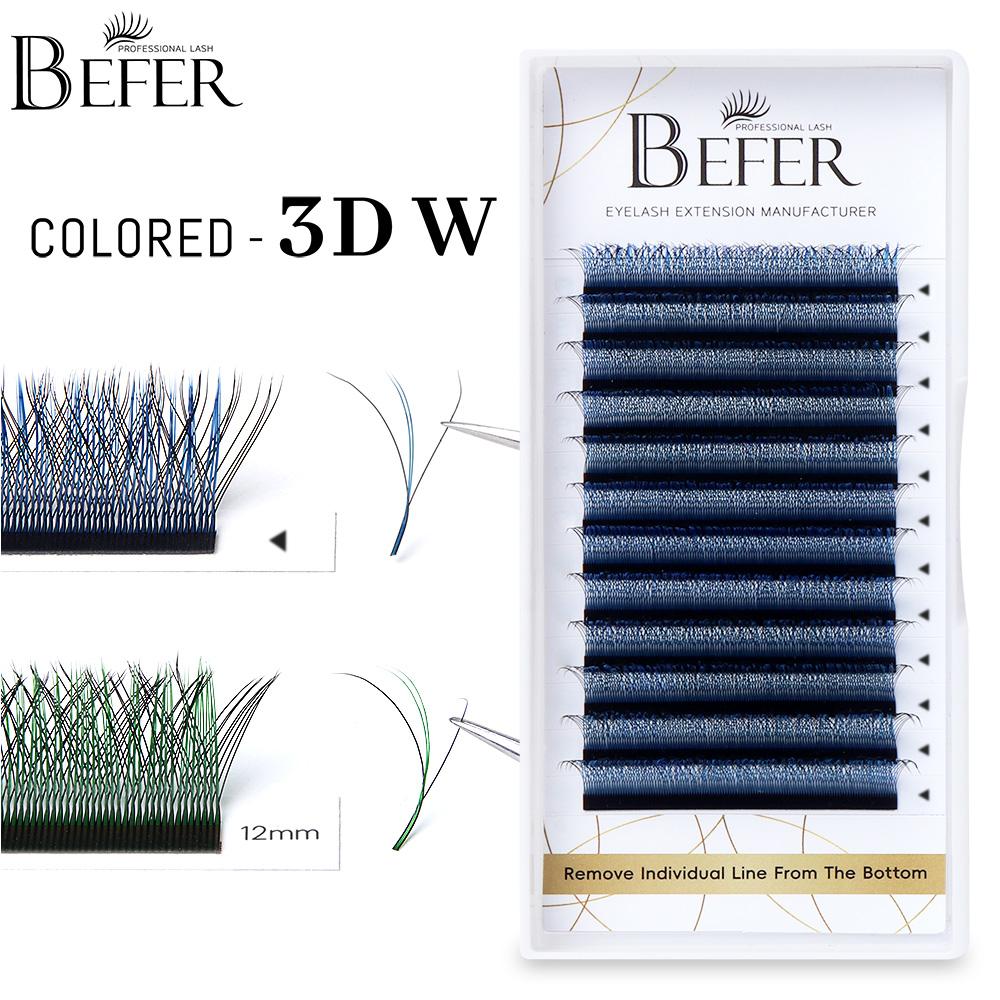 Befer Colored Volume 3D W Eyelashes for Extension Fake Blue Purple Colorful C D 8-15/8-14/8-12 Lashes Cosplay Eyelash Extensions
