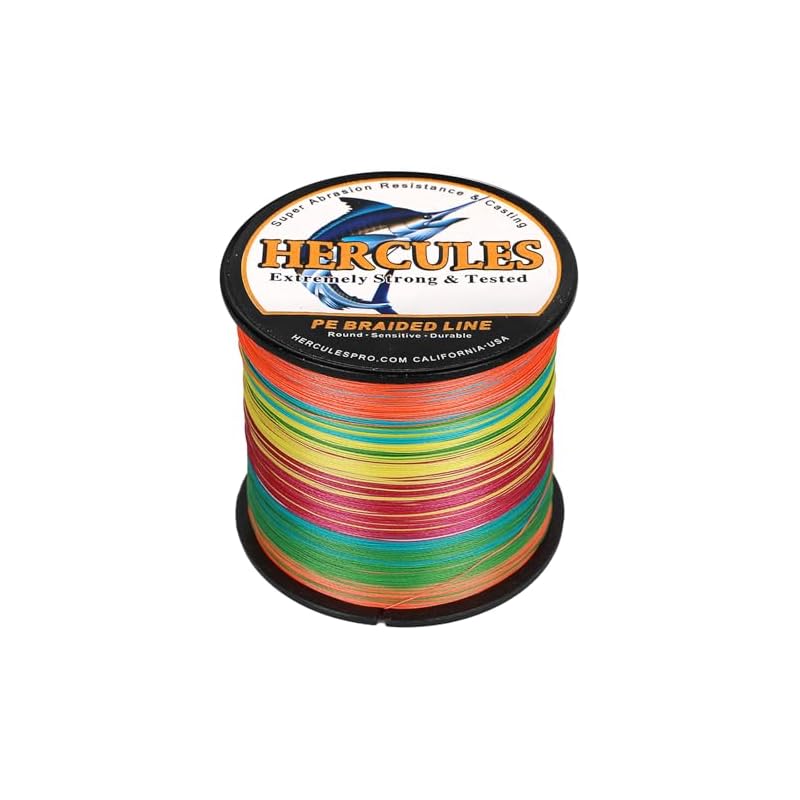 Hercules PE Fishing Line, 4-strand Braided, 15 Colors. High-strength, High-sensitivity, Durable, Versatile, and Non-stretch Fishing Line for Ajing and