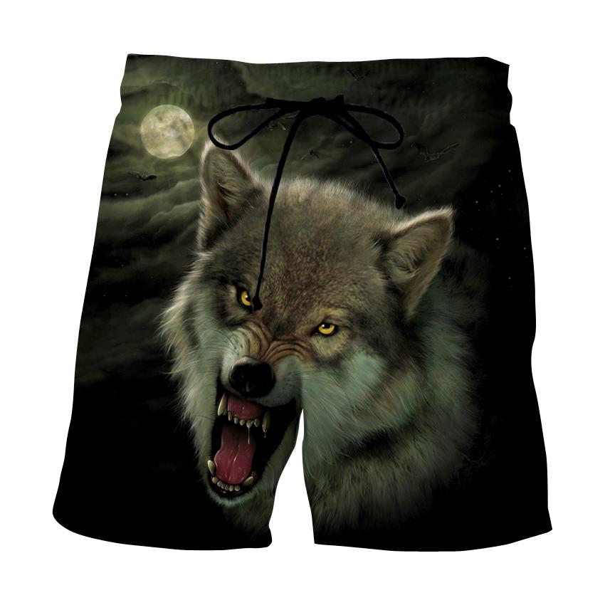 Mens Summer Beach Board Shorts Beach Boxer Trunks 3D Wolf Print Boardshorts Men Casual Short Bermudas Masculina