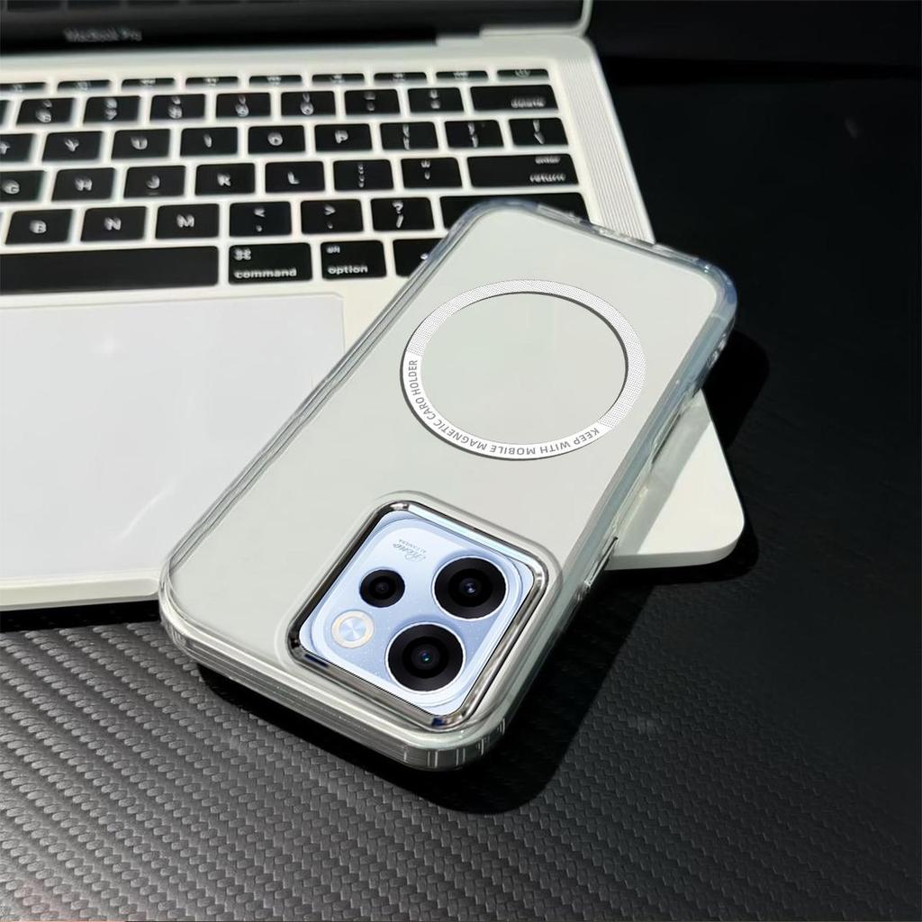 Magnetic Clear Phone Case for OPPO Reno15 F 5G Card Insert DIY Photo Holder Soft TPU Cover