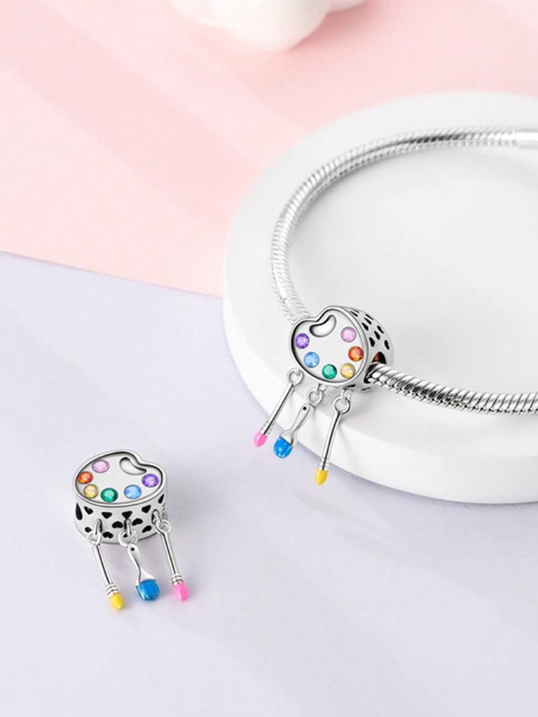 Charms Plata Art Festival Painting Boardbeads Charm Copper Plated Fit Charms Original Bracelet For Jewelry Making Diy Charm