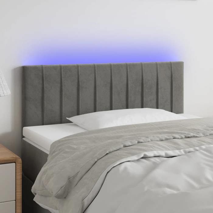 VidaXL LED Headboard Bedroom Furniture Single Bed Accessory Headboard Bed Frame Interior Light Grey 3121880