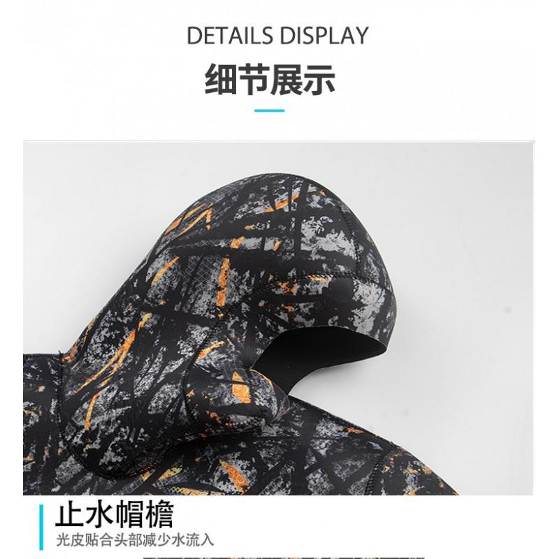 5mm Neoprene Wetsuit Set Hooded Two-Piece Freediving Snorkeling Surfing Spearfishing Warmth Protection