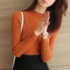 Long Sleeved Autumn Bottoming Spring Knitted Sweater Women Casual Laciness Mock Neck Tight Fit Pullover Top