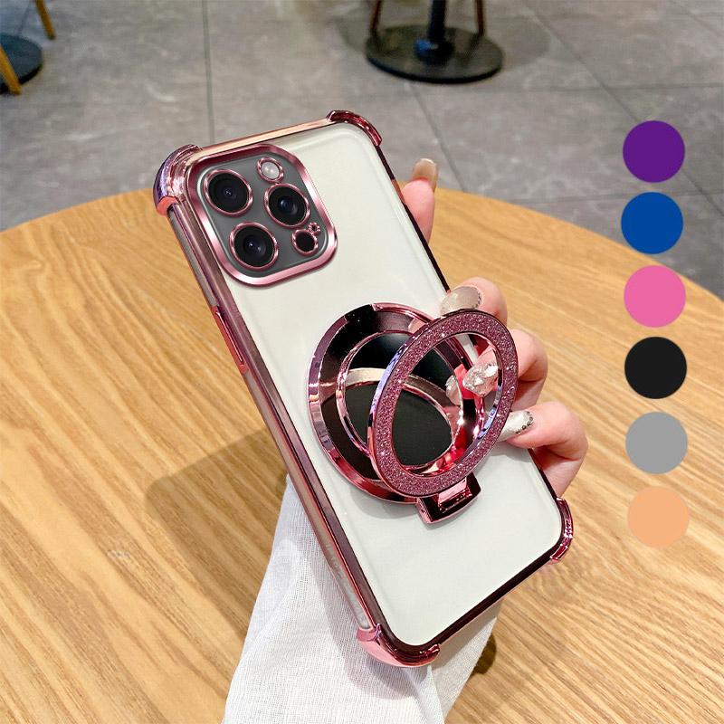 Electroplated Flash Shell Phone Case For OPPO A6 A6S A6T A6K A6C A6X A5 A5X A5i A3 A3X A2 A1 Pro Max 4G 5G Gradient Clear Cover with Ring Stand