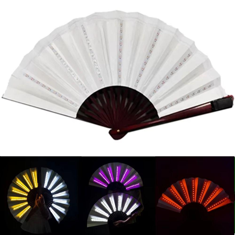 Portable Glow Folding LED Fan Creative Glowing Hand Fan Dancing Light Fan  Party Performance