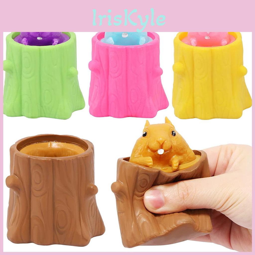 Pack Squirrel 4 Squeeze Toysdecompression Evil Squirrel Cup Sensory Fidget Funny Rubber Squishes Stress Relief Weird Play Gift For Friends Adults