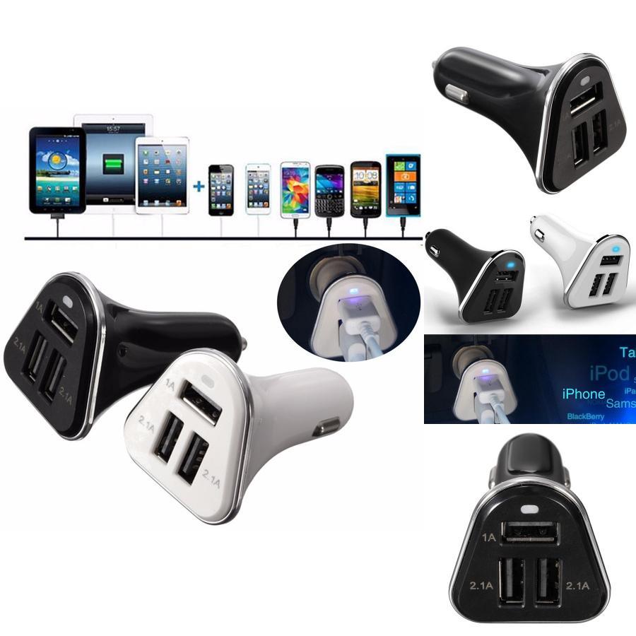 Premium 3 Port Car Charger Adapter With High-speed Usb Ports And Compact Design