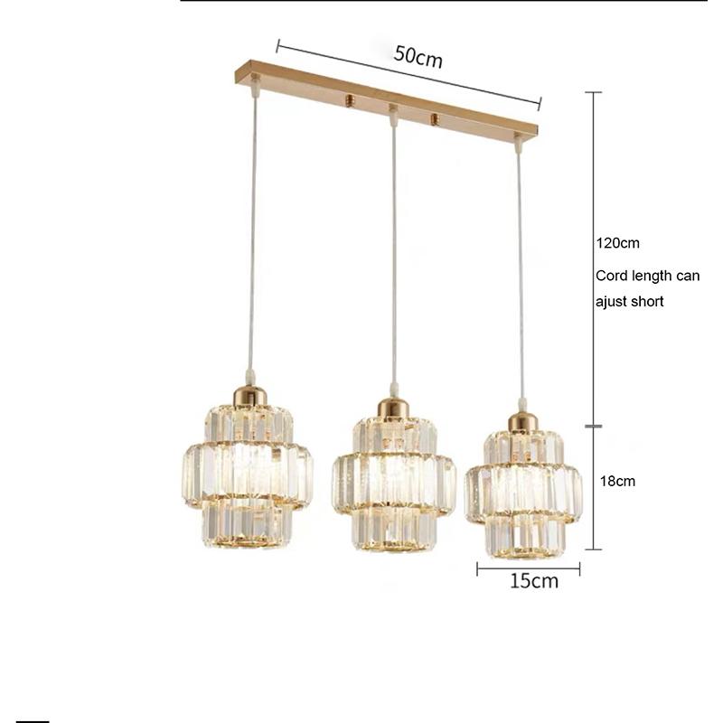 Dining Room Crystal Chandelier Golden Kitchen Island Hanging Light Interior Decor Luxury Modern Led Ceiling Lamp Pendant Light