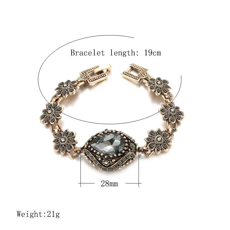 Niche Design Gold Plated Natural Stone Bracelet Vintage Rhinestone Embellished Gift for Best Friends