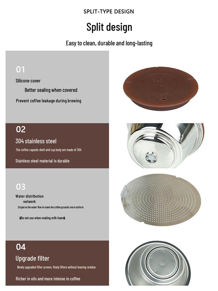 Dual-Use Stainless Steel Coffee Capsule for Nespresso DOLCEGUSTO: Compatible with Coffee and Milk Foam