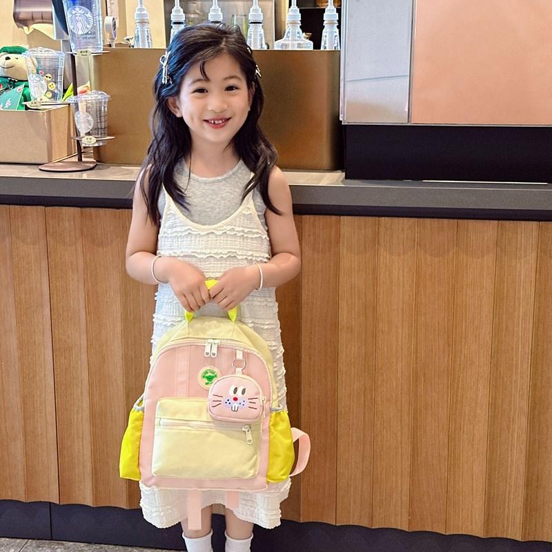 Kindergarten Primary School Students Schoolbag Cute Cartoon Cute Baby Backpack Contrasting Color Children'S Bag