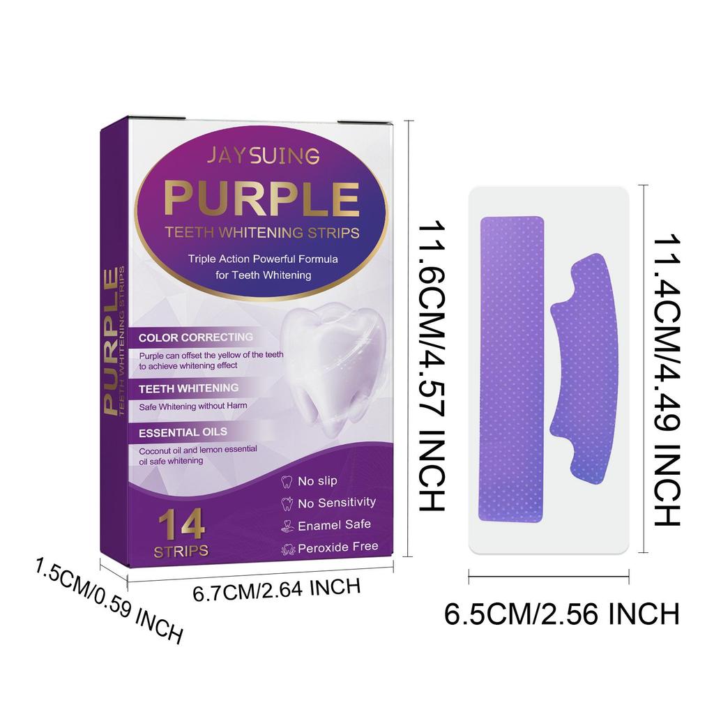 Purple Brightening Teeth Whitening Strips: Deep Cleaning & Stain Removal for a Healthy Smile
