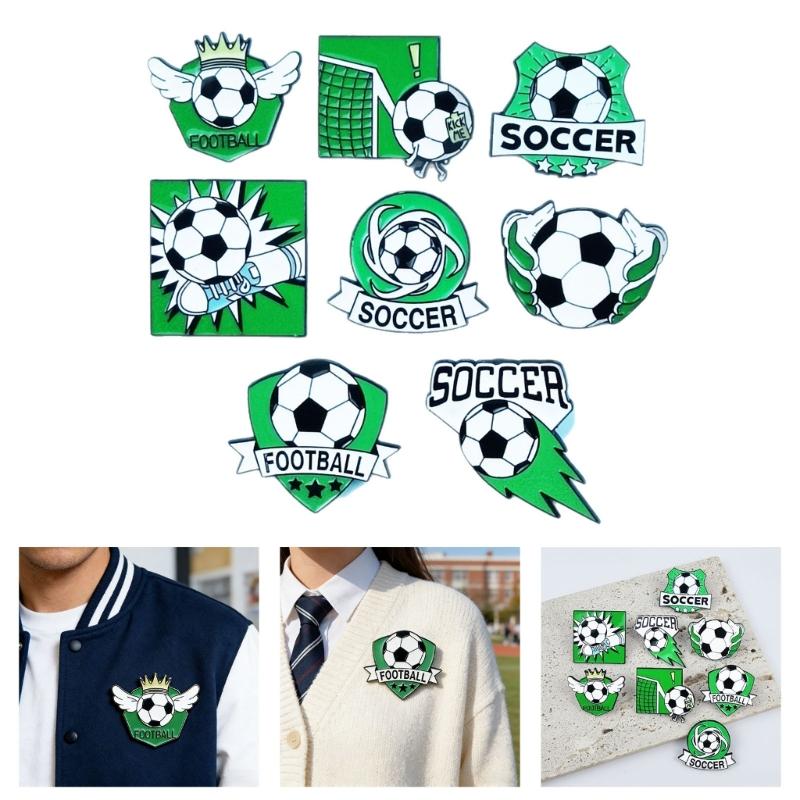 8PCS Elegant Soccer Themed Brooches Zinc Alloy Safety Corsage Pin Souvenir Perfect For Gifting And Event