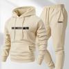 Mens Womens Casual Hooded Sweatshirt Set With Drawstring Pants Winter Warm Fleece Lined Sportswear