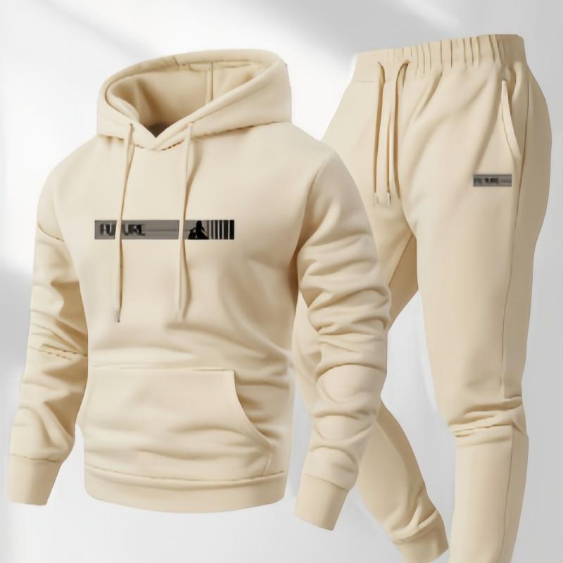 Mens Womens Casual Hooded Sweatshirt Set With Drawstring Pants Winter Warm Fleece Lined Sportswear