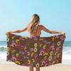 Vintage Floral Beach Towel, Retro Pastoral Style, Soft Microfiber Quick Dry Summer Vacation Swimming Towel