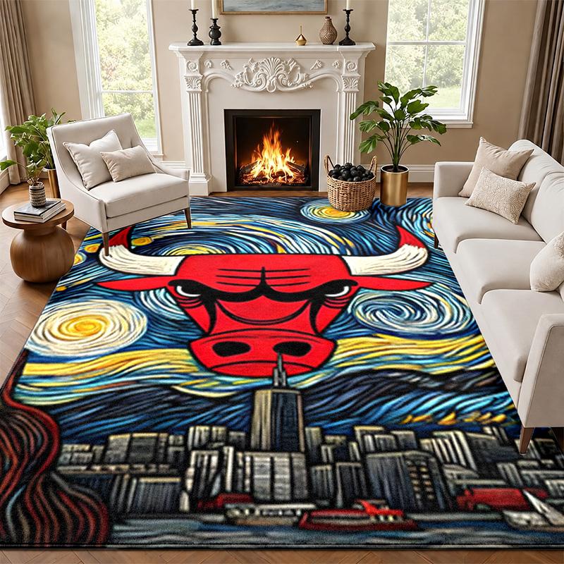 Chicago Bulls Carpet Door Mat for Living Room or Bedroom Protective Mat Under Chair Office Decoration Christmas Gift Birthday Present