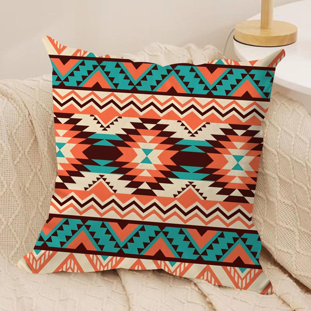 Classic Geometric Patterns Cushion Cover Short Plush Doublesided Print Square Throw Pillow Covers Sofa Home Cushion Decor