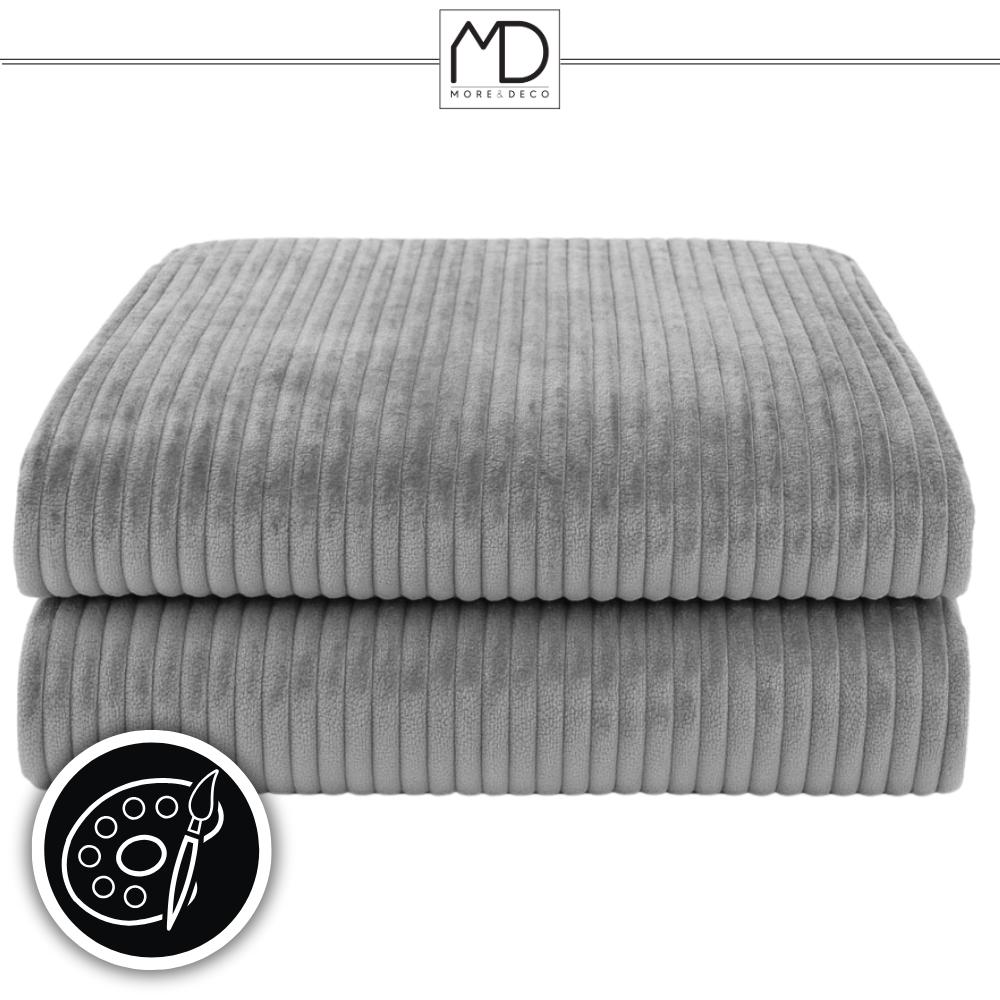 Blanket bedspread striped bed armchair large gray 160x200cm plush blanket