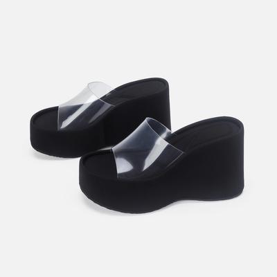 Dames Transparante Slippers Zomer Nieuwe Mode Slippers Dames Teenslippers Veelzijdige Hoge Hak Sleehak Transparante Sandalen