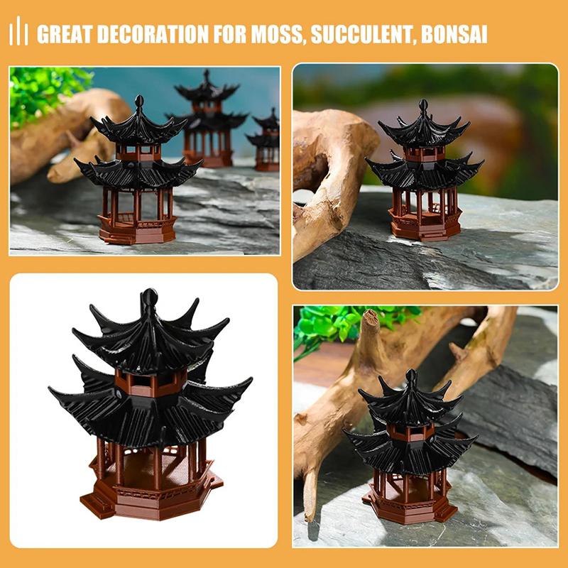 Mini Pagodestatue Modell av gammel bygning Paviljongdekorasjoner Simuleringsstatue Zenhage Akvarium Bonsai Dukkehusdekor