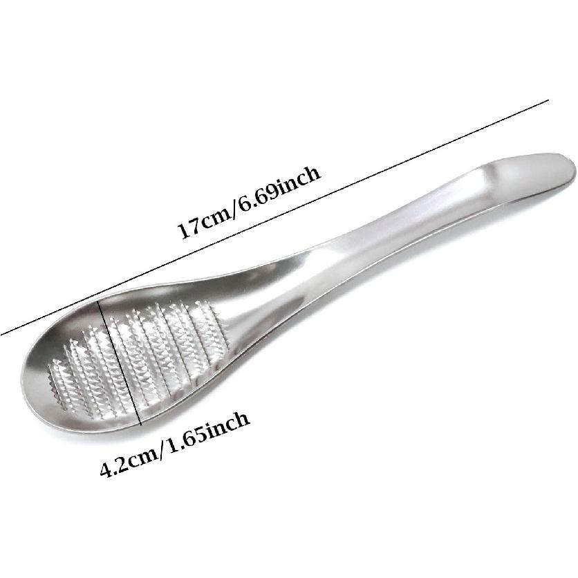 Honbay 1PCS Stainless Steel Garlic Ginger Fruits Root Vegetable Grater Grinder Spoon for Kitchen