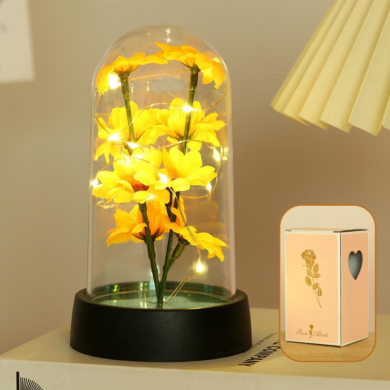 Valentine's Gold Folie Rose Glass Nattlys - Evig blomst Kreativ Ornament Bursdagsgave