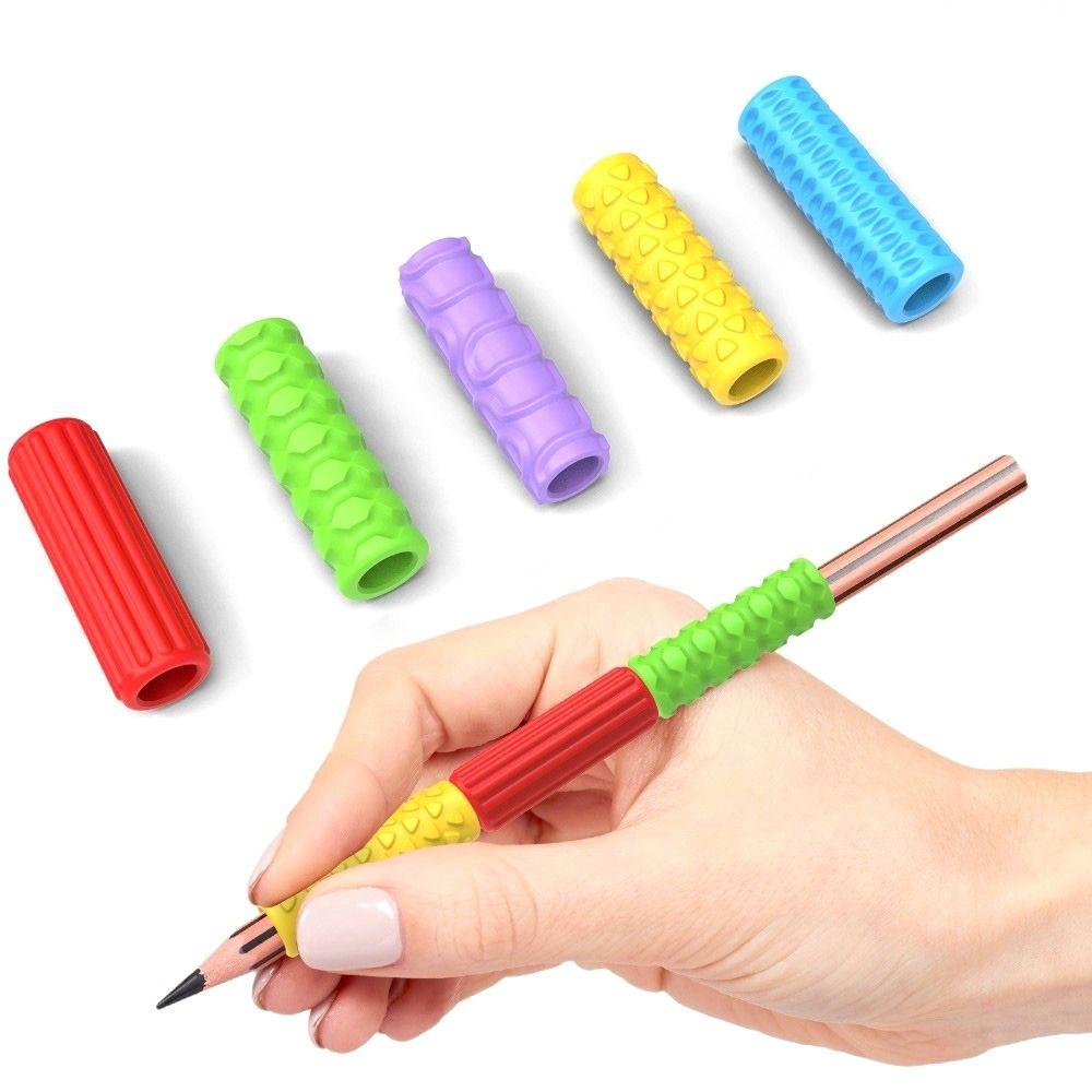 5PCS Ergonomic Writing Aid Pencil Holder Grip Soft Silicone Handwriting Tool Pen Grips  Kids Toddler