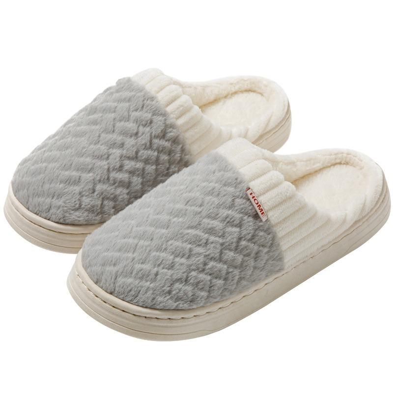 Plush cotton slippers women's winter home indoor home non-slip warm couple slippers wear thickened cotton shoes men