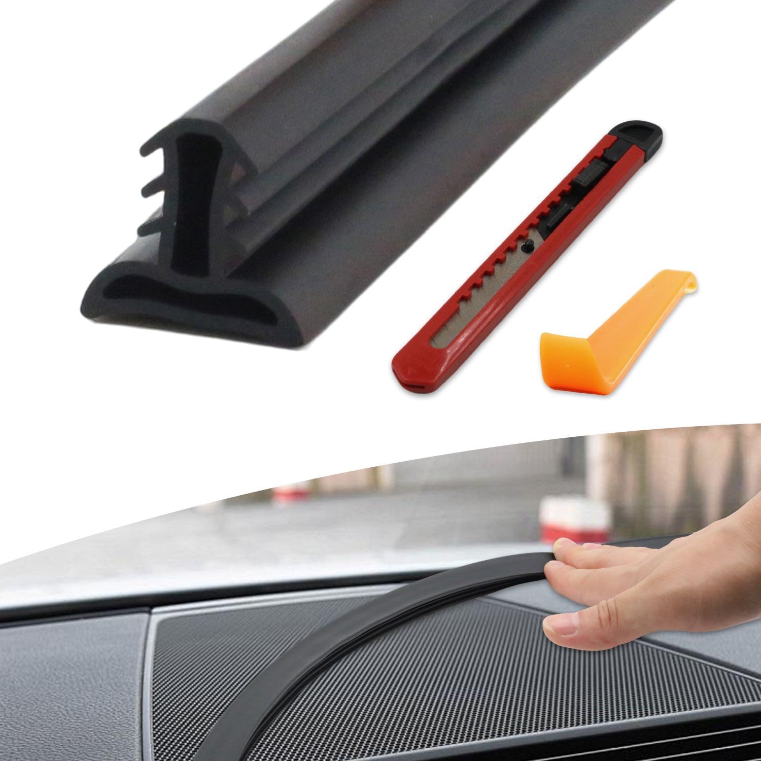 

KKLM Dashboard Noiseless Prevention Tape, Dashboard Vibration Prevention Tape for Windshields, Soundproof and Dustproof чорний