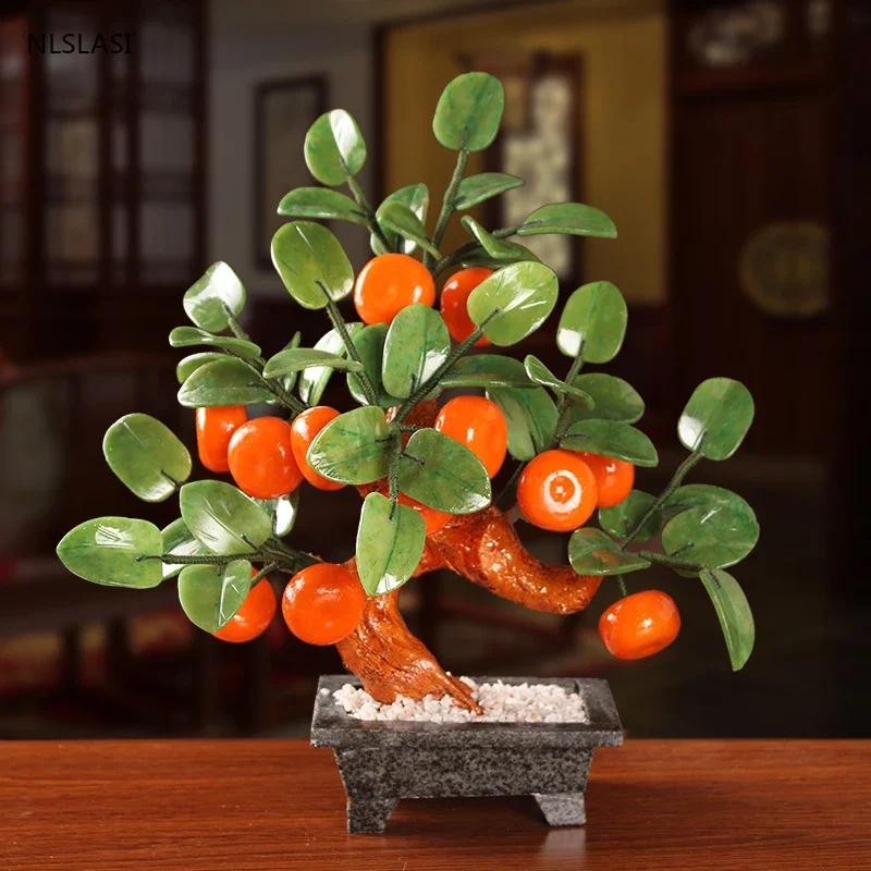 Pre Sale Customization Natural Jade Fortune Tree Ornament Wealth Chinese Ingot Tree Lucky Money Home Decoration Desktop Crafts