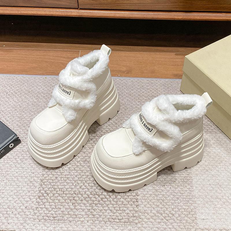 Women's Thick-soled Fashion a Footstool Winter Lightweight Warm Anti Cold Snow Boots Non-slip Casual Sneakers Cotton Boots Wool Shoes