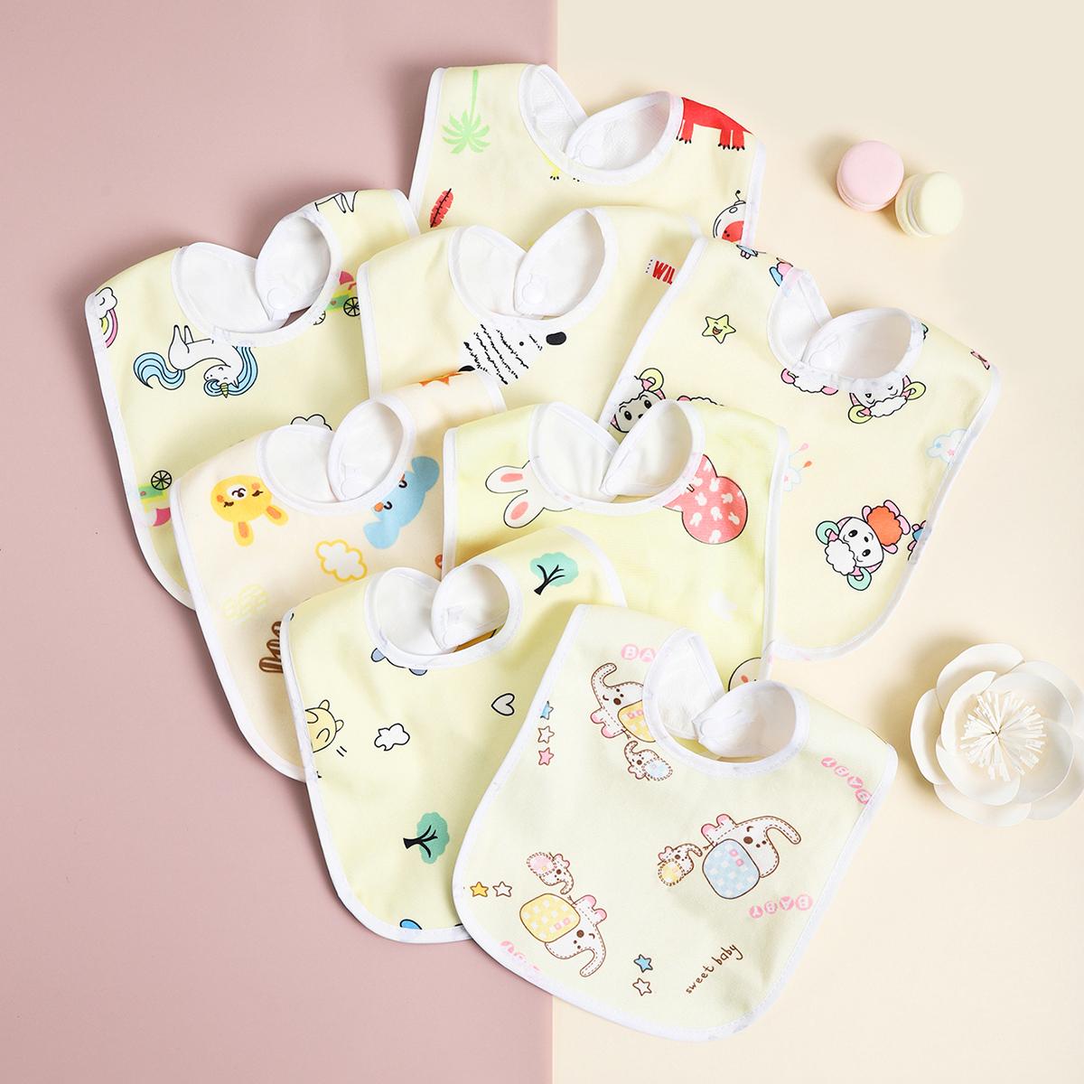 

Random 4/6/8/10PCS Baby Bibs Cotton Waterproof Bib Children Feeding Clothes Protection Kids Toddler Scarf for Newborns Boys Girl Random 10pcs жовтий