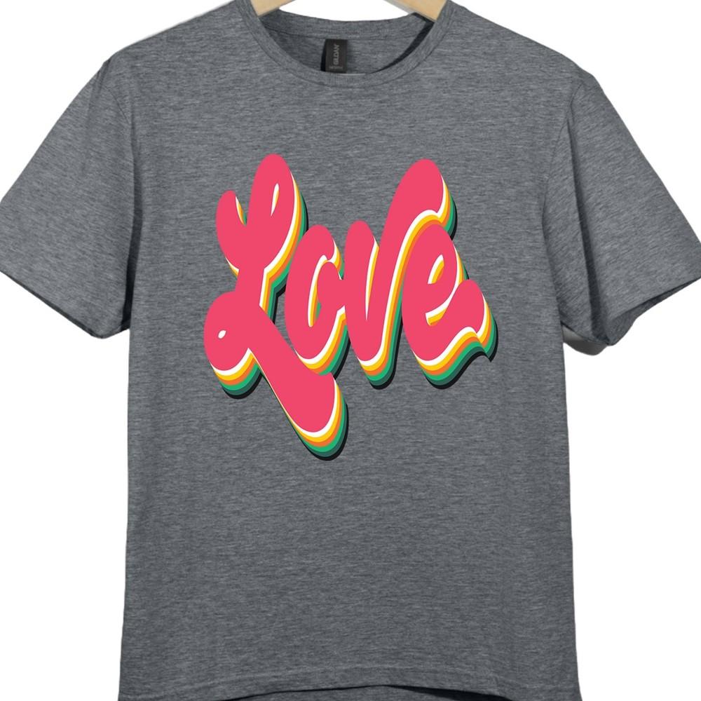 Love T Shirt Retro Script Text Graphic Tee Vintage Casual Streetwear Top