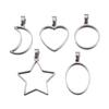 5pcs Hollow Stainless Steel Star Moon Frames Blank Bezel DIY Earrings Geometric Heart Pendant Base Charm Necklace Jewelry Making